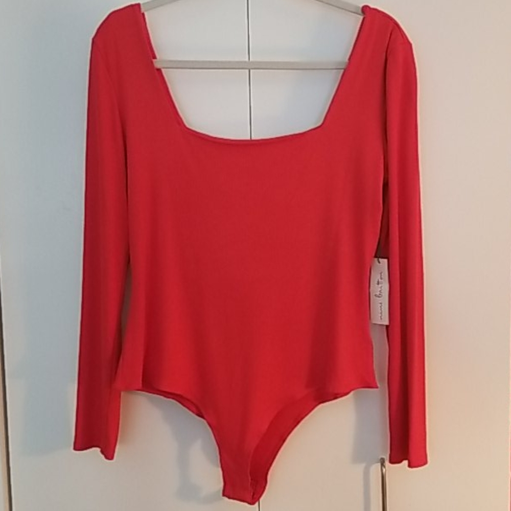 Nine Britton Ribbed Coral Bodysuit